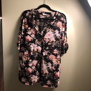 Black Floral Sheer Blouse